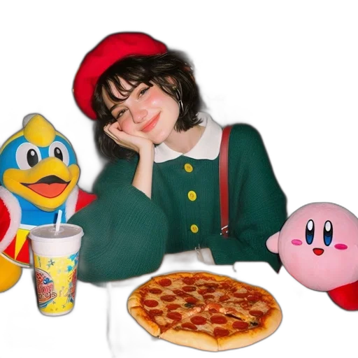 food, face, vaporwave, 3d render transparent PNG cut-out