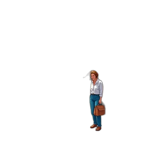 staff, jacket, hair, weapon transparent PNG cut-out