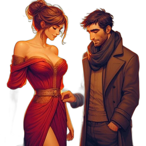 dress, jacket, concept art, comic book art transparent PNG cut-out