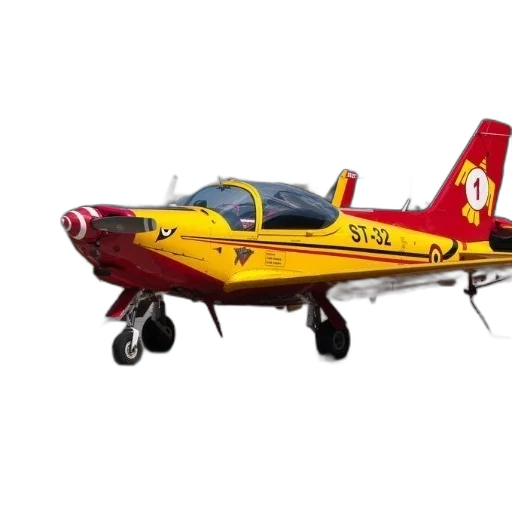 3d render, red, yellow, airplane transparent PNG cut-out