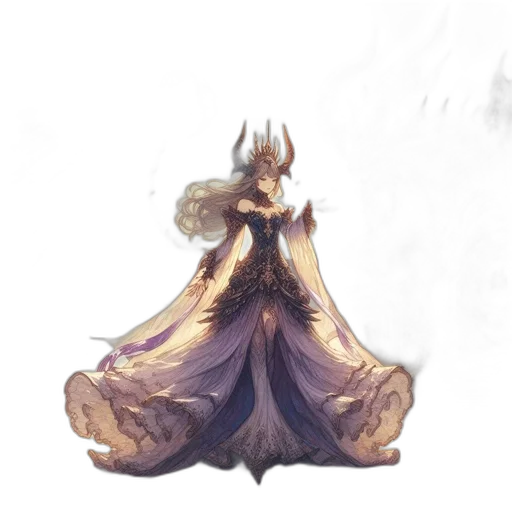 dress, crown, staff, dragon transparent PNG cut-out