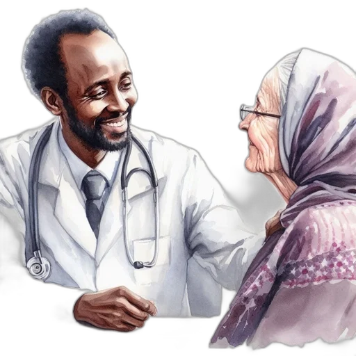 watercolor, photorealistic, concept art, elderly transparent PNG cut-out