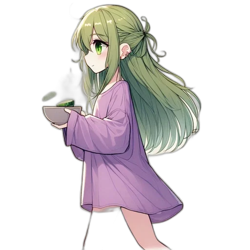 staff, dress, hair, creature transparent PNG cut-out