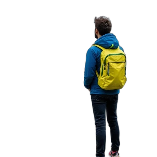jacket, umbrella, staff, face transparent PNG cut-out
