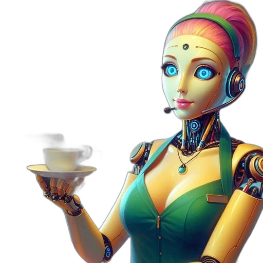 robot, staff, face, concept art transparent PNG cut-out
