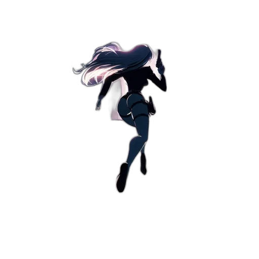 hair, dress, creature, staff transparent PNG cut-out
