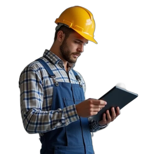 staff, hat, robot, repair transparent PNG cut-out