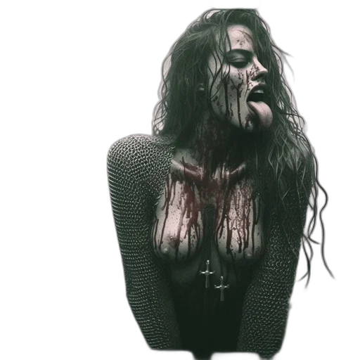 woman, smeared, blood, her transparent PNG cut-out