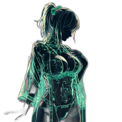 dress, jacket, robot, cyberpunk transparent PNG cut-out