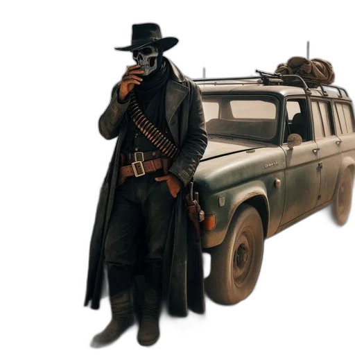 car, weapon, staff, hat transparent PNG cut-out