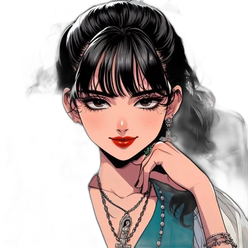 jewelry, face, dress, cartoon transparent PNG cut-out