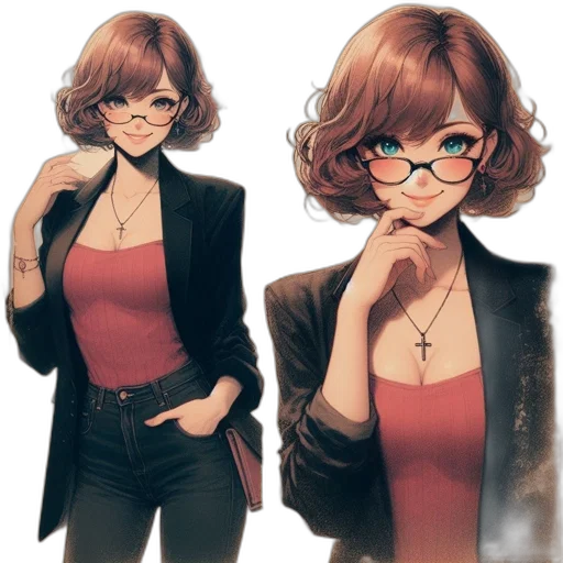 jacket, dress, face, staff transparent PNG cut-out