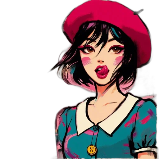 hat, dress, face, staff transparent PNG cut-out