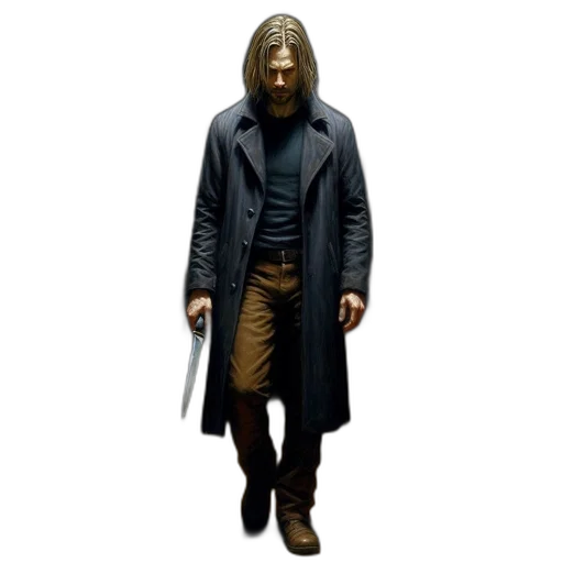 jacket, concept art, man, walks transparent PNG cut-out
