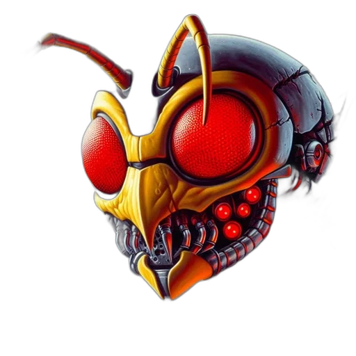 mask, robot, concept art, 3d render transparent PNG cut-out