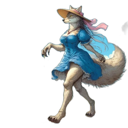 dress, hat, staff, animal transparent PNG cut-out