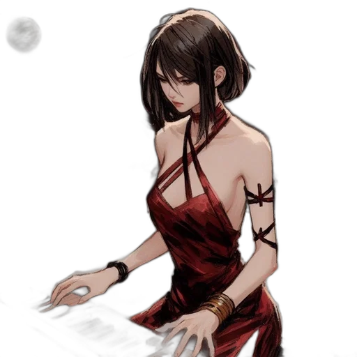 dress, jewelry, staff, weapon transparent PNG cut-out
