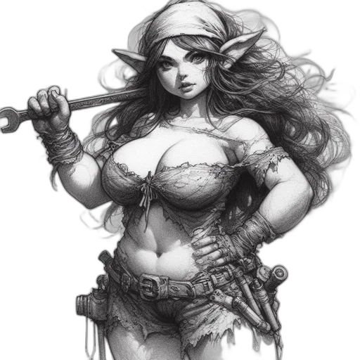 fantasy art, comic book art, concept art, pencil sketch transparent PNG cut-out