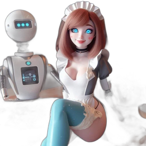 robot, 3d render, concept art, animated transparent PNG cut-out