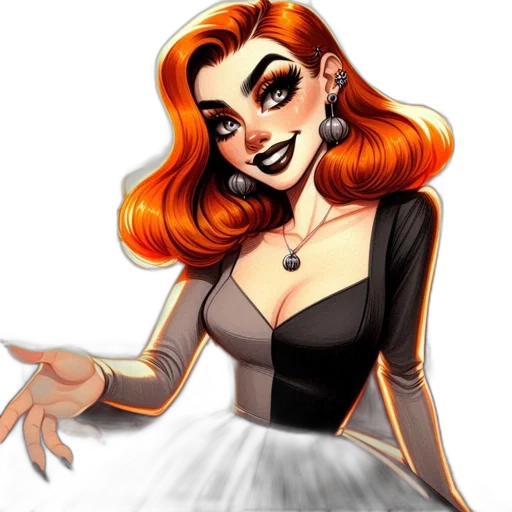 dress, cartoon, comic book art, concept art transparent PNG cut-out