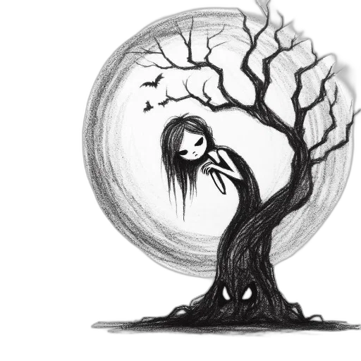 tree, creature, dress, fantasy art transparent PNG cut-out