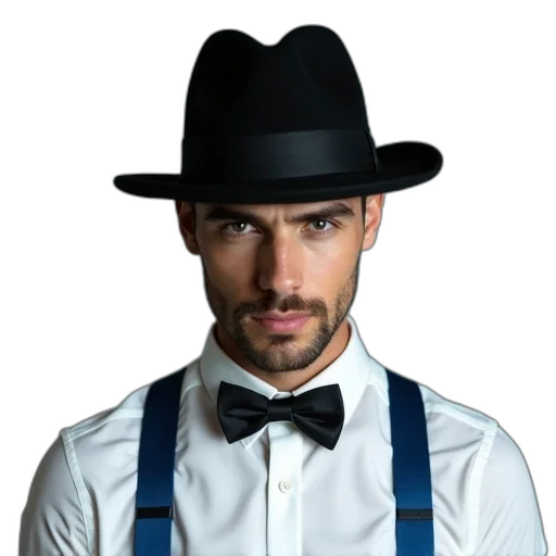 hat, staff, face, photorealistic transparent PNG cut-out