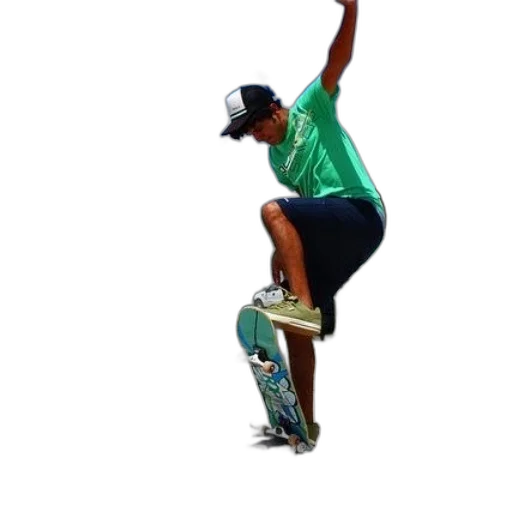 staff, skateboarder, green, shirt transparent PNG cut-out