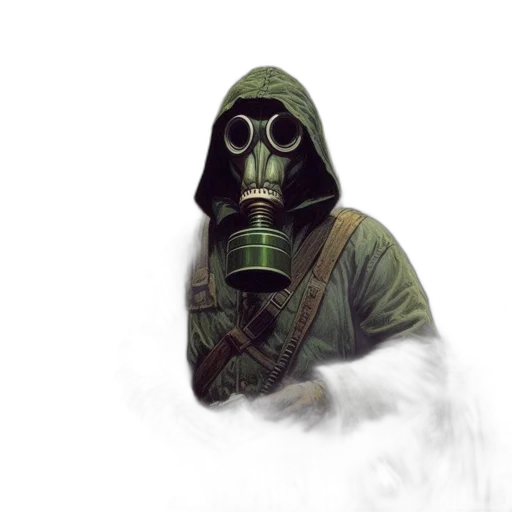 mask, jacket, weapon, face transparent PNG cut-out