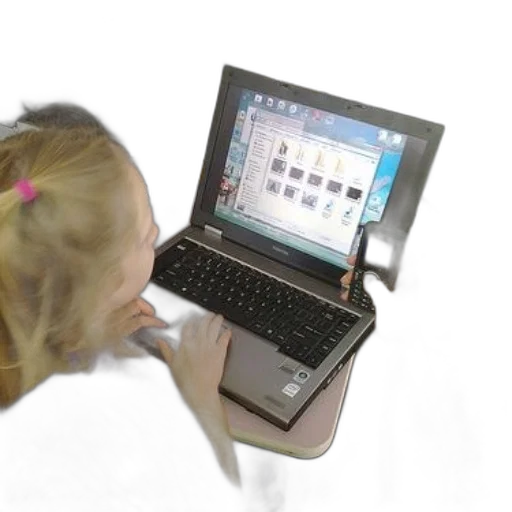 two, children, using, laptop transparent PNG cut-out