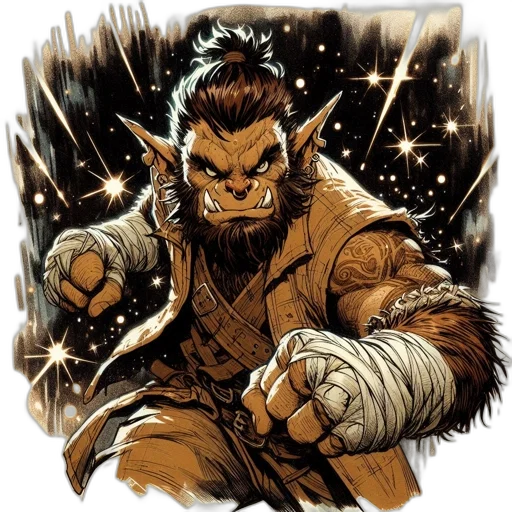 comic book art, concept art, fantasy art, orc-like transparent PNG cut-out