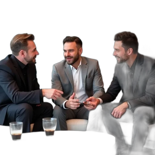furniture, group, three, men transparent PNG cut-out