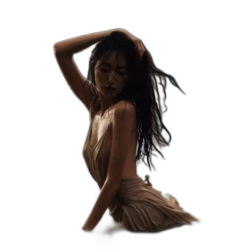 dress, hair, creature, photorealistic transparent PNG cut-out