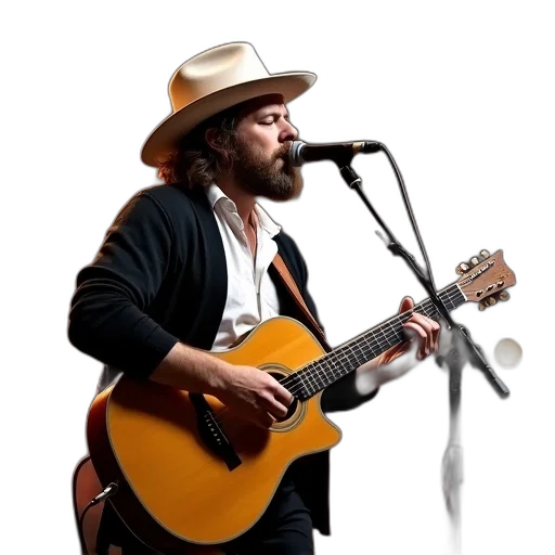 hat, musician, beard, white transparent PNG cut-out