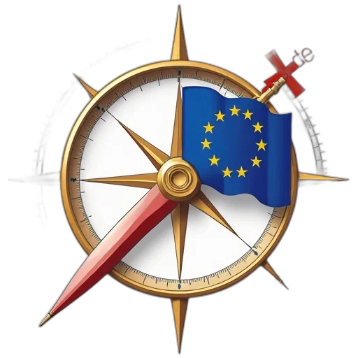stylized, illustration, compass, blue transparent PNG cut-out