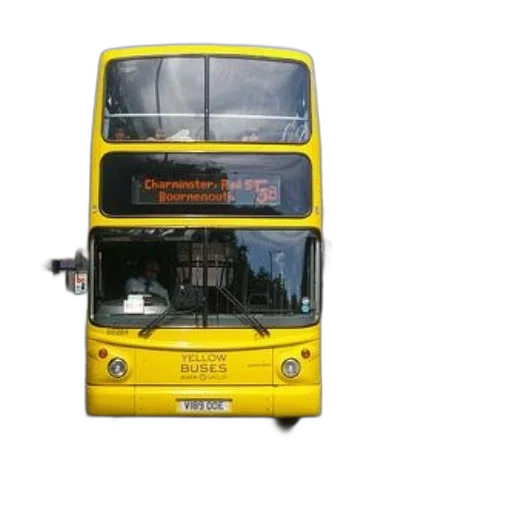 photorealistic, 3d render, yellow, double-decker transparent PNG cut-out