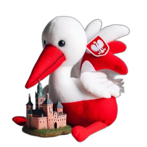3d render, white, stork-like, toy transparent PNG cut-out