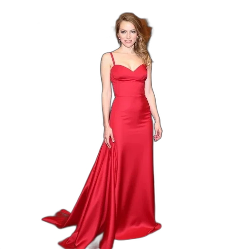 dress, photorealistic, red, actress transparent PNG cut-out