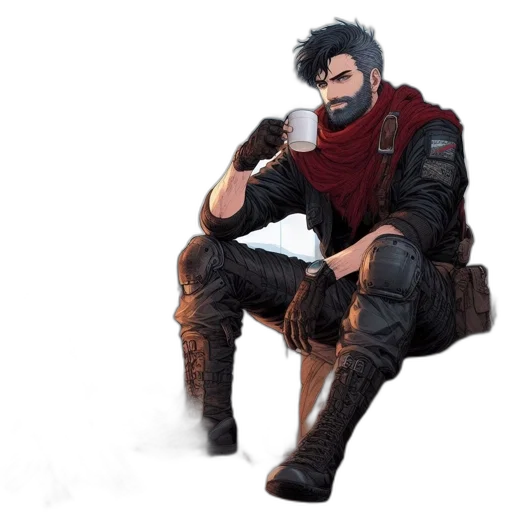 sword, jacket, staff, dragon transparent PNG cut-out