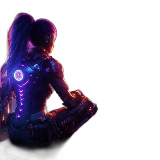 robot, concept art, 3d render, cyberpunk transparent PNG cut-out