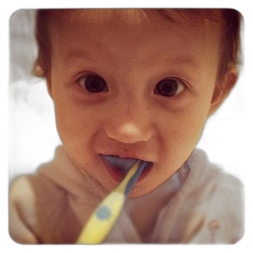 face, child, toothbrush, their transparent PNG cut-out