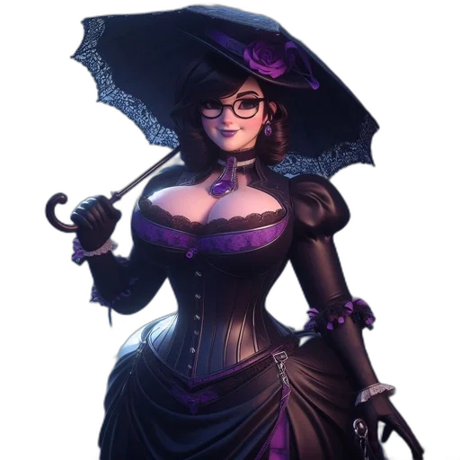 staff, dress, umbrella, hat transparent PNG cut-out