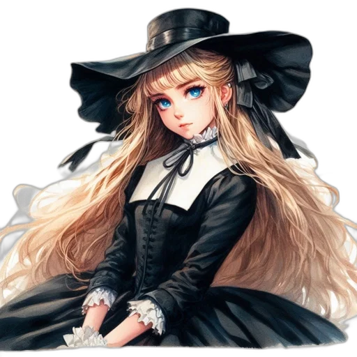 staff, hat, hair, fantasy art transparent PNG cut-out