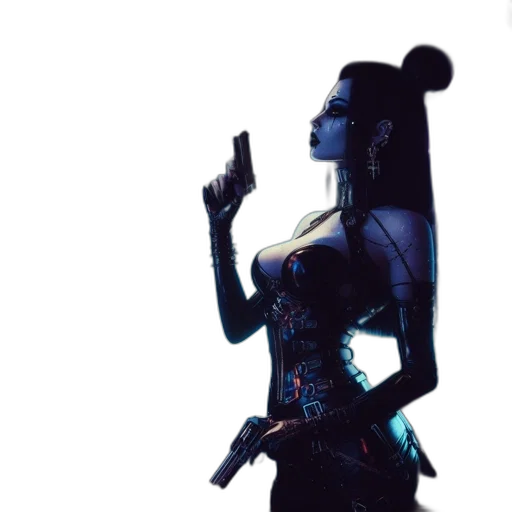 weapon, concept art, cyberpunk, 3d render transparent PNG cut-out