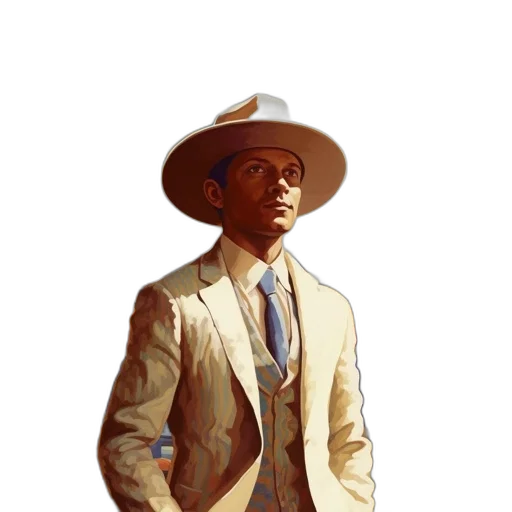 hat, staff, jacket, face transparent PNG cut-out