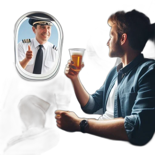 man, sits, first-class, airplane transparent PNG cut-out