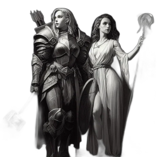 fantasy art, concept art, comic book art, pencil sketch transparent PNG cut-out