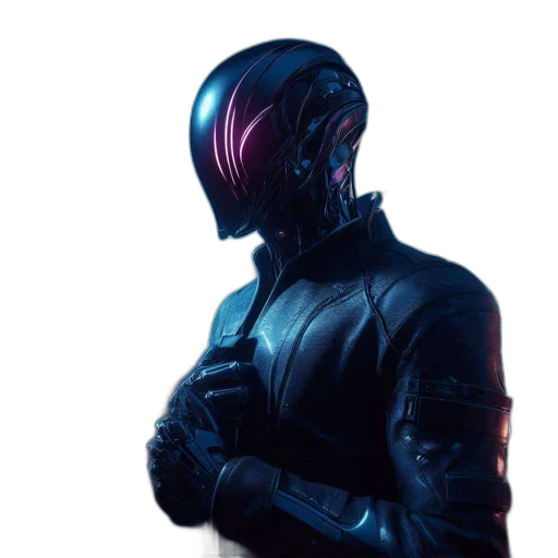 robot, mask, jacket, creature transparent PNG cut-out
