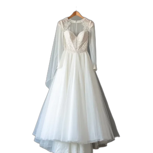 dress, white, wedding, fitted transparent PNG cut-out