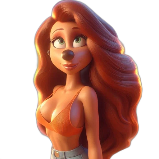 dress, hair, crown, staff transparent PNG cut-out