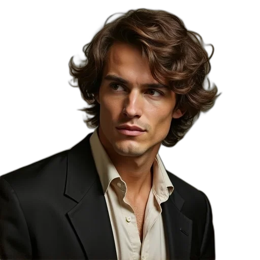 hair, face, staff, jacket transparent PNG cut-out